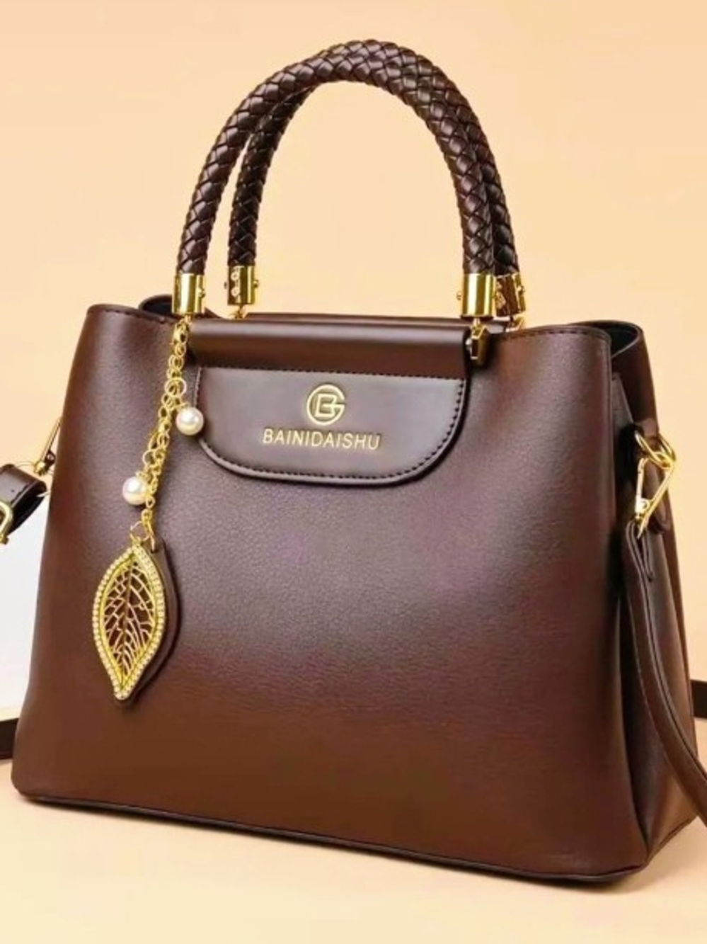 Brown Structured Top-Handle Women’s Handbag